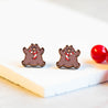 Christmas Brown Bear with scarf Wood Earrings - PEL10270 - Robin Valley Official Store