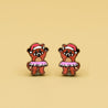 Christmas Dancing Ballerina Red Panda in Red Santa Hat Wood Earrings - PEL10233 - Robin Valley Official Store