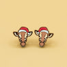 Christmas Giraffe in Santa Hat Wood Earrings - PEL10241 - Robin Valley Official Store