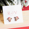 Christmas Giraffe in Santa Hat Wood Earrings - PEL10241 - Robin Valley Official Store