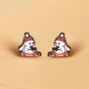 Christmas Rabbit on Sledge Wood Earrings - PEL10268 - Robin Valley Official Store