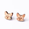 Corgi Dog Cherry Wood Stud Earrings - EL10045 - Robin Valley Official Store