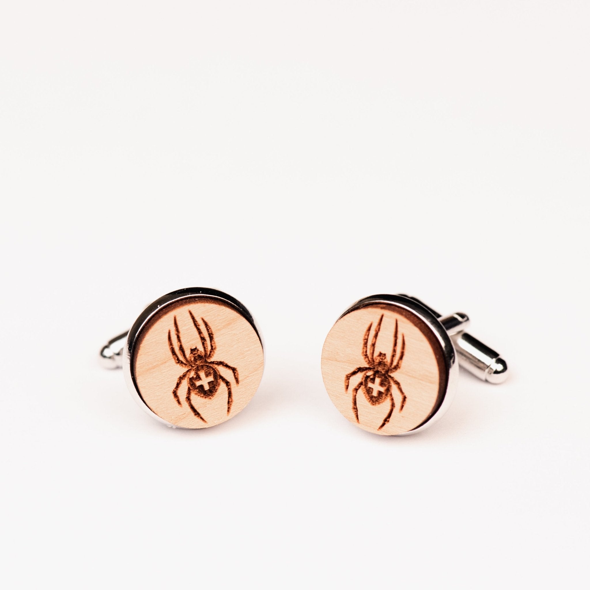 Cross Spider Cherry Wood Cufflinks - CO34051 - Robin Valley Official Store