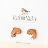 Dolphin Cherry Wood Stud Earrings - ES13008 - Robin Valley Official Store