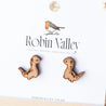 Doodle Brontosaurus Cherry Wood Stud Earrings - EO14012 - Robin Valley Official Store