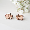 Doodle Rhino Cherry Wood Stud Earrings - EL10112 - Robin Valley Official Store