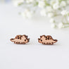 Doodle Triceratops Cherry Wood Stud Earrings - EO14009 - Robin Valley Official Store