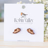 Doodle Triceratops Cherry Wood Stud Earrings - EO14009 - Robin Valley Official Store