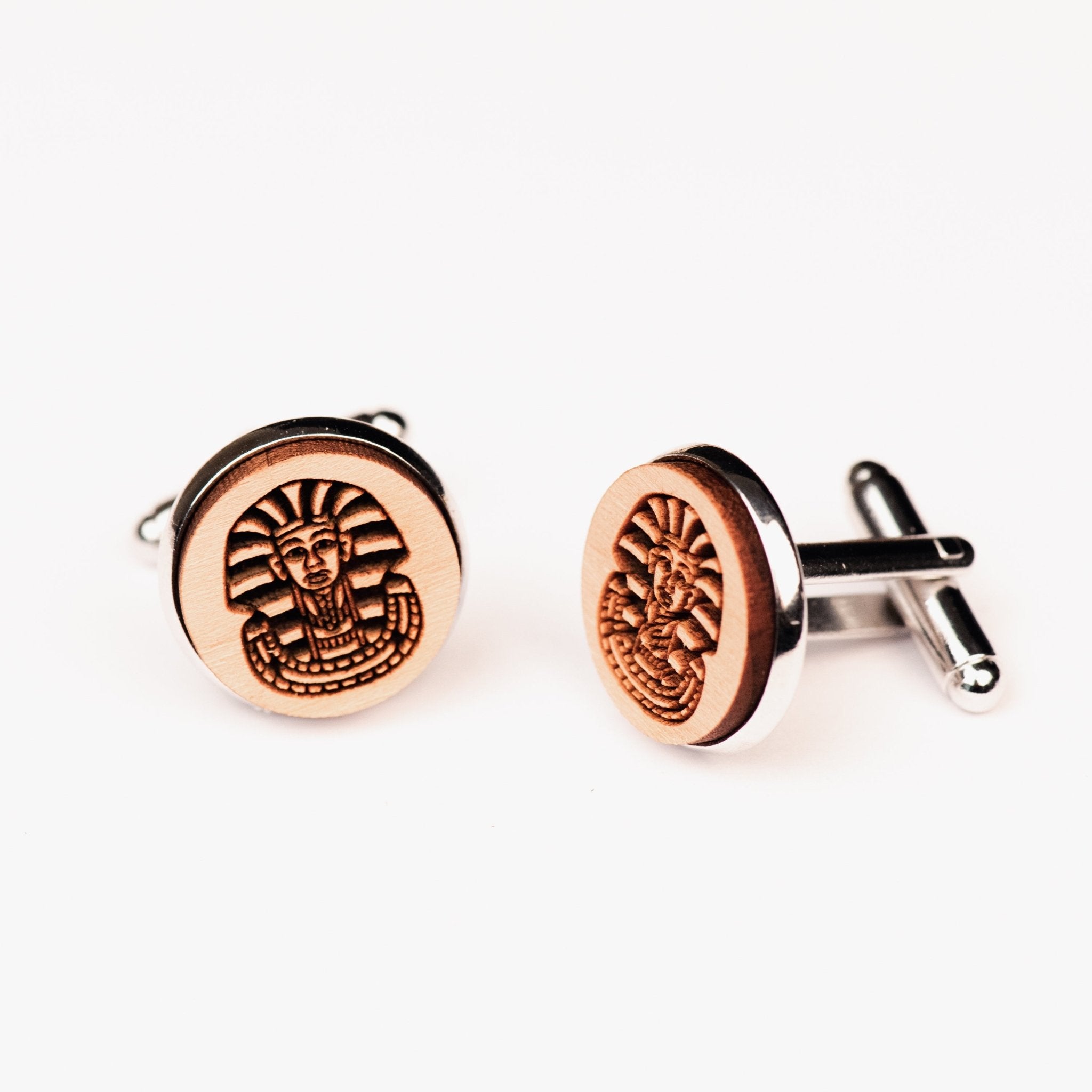 Egyptian Pharaoh Cherry Wood Cufflinks - CT35042 - Robin Valley Official Store