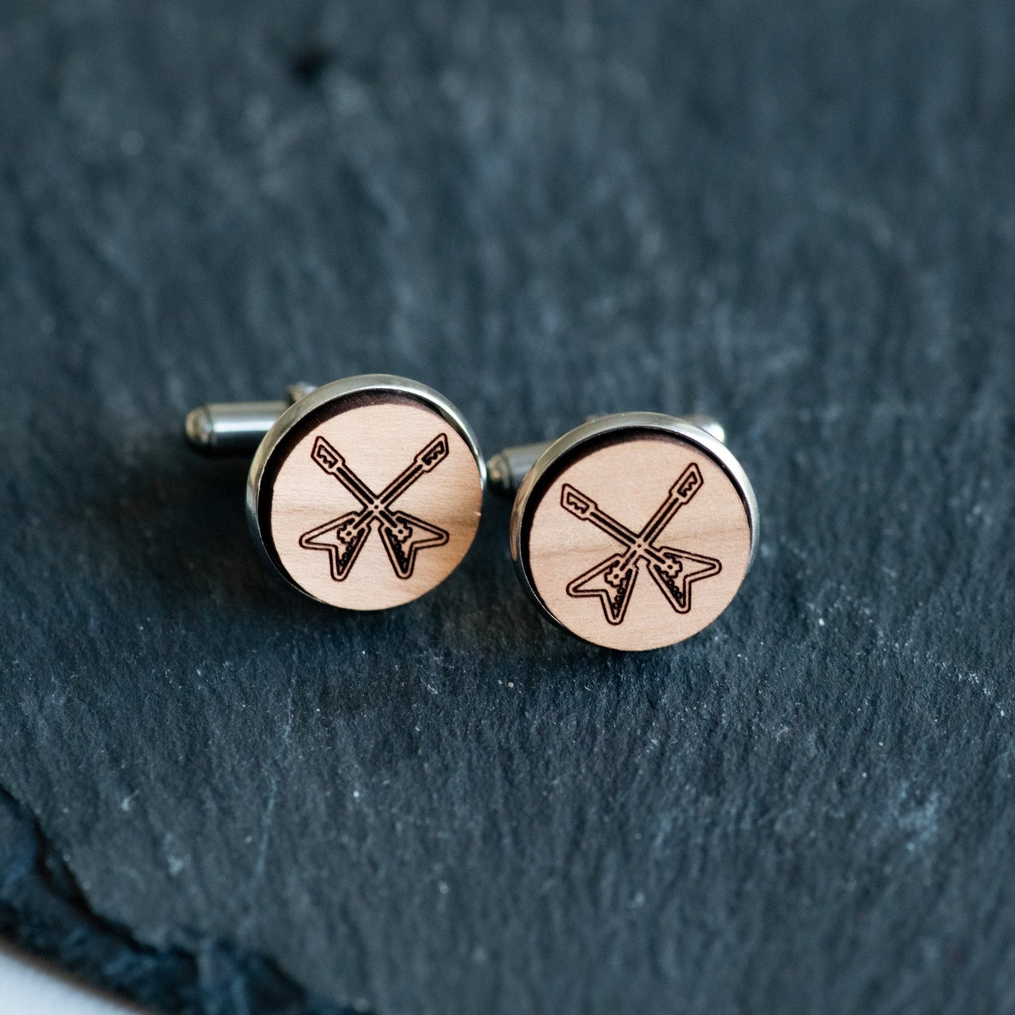 Electric Guitar Cherry Wood Cufflinks - CT35156 - Robin Valley Official Store