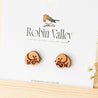 Elephant Cherry Wood Stud Earrings - EL10023 - Robin Valley Official Store