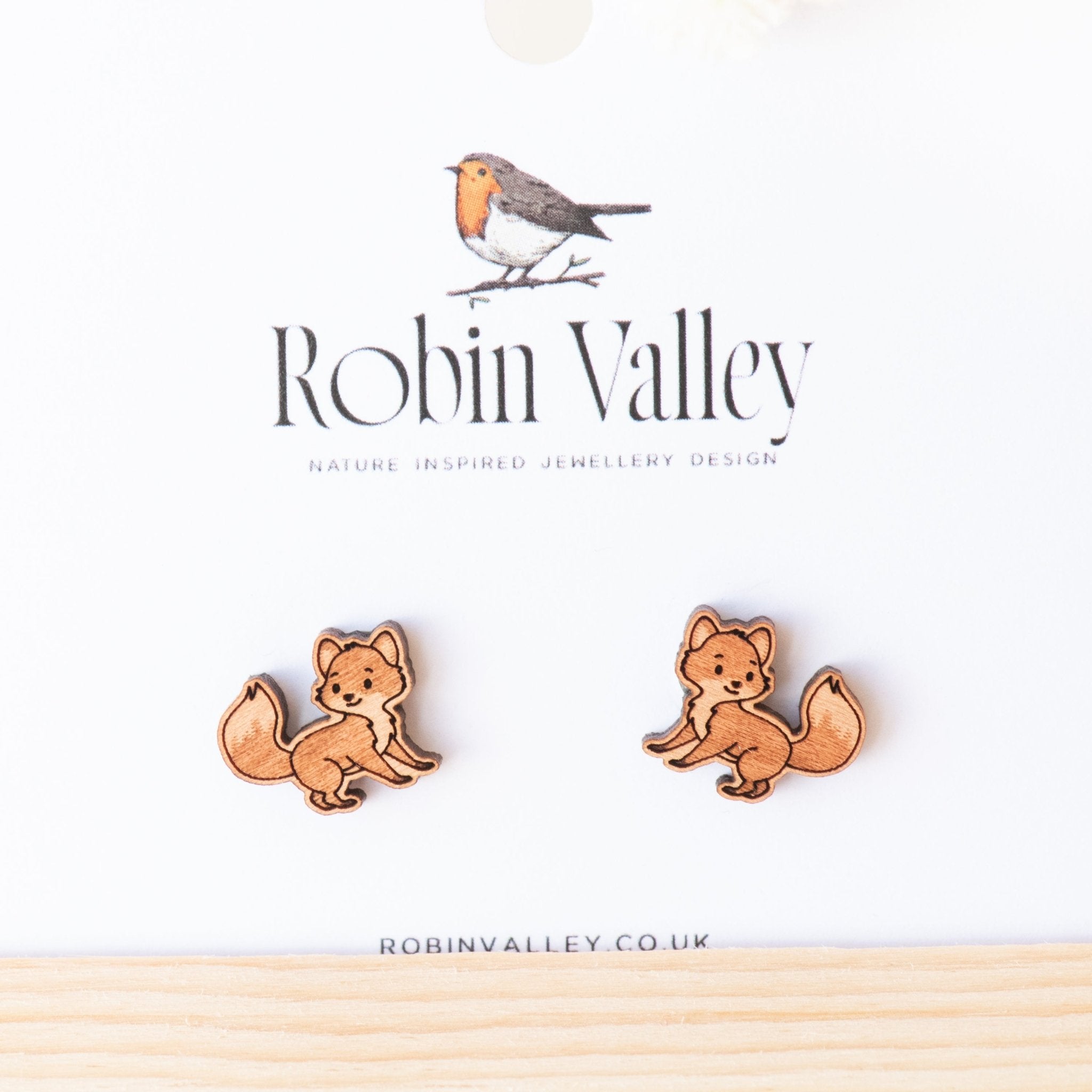 Fox (Walking) Wood Earrings -EL10034 - Robin Valley Official Store