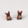 French Bull Dog 3 Cherry Wood Stud Earrings - EL10069 - Robin Valley Official Store