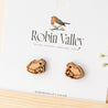 Frog Cherry Wood Stud Earrings - EL10072 - Robin Valley Official Store