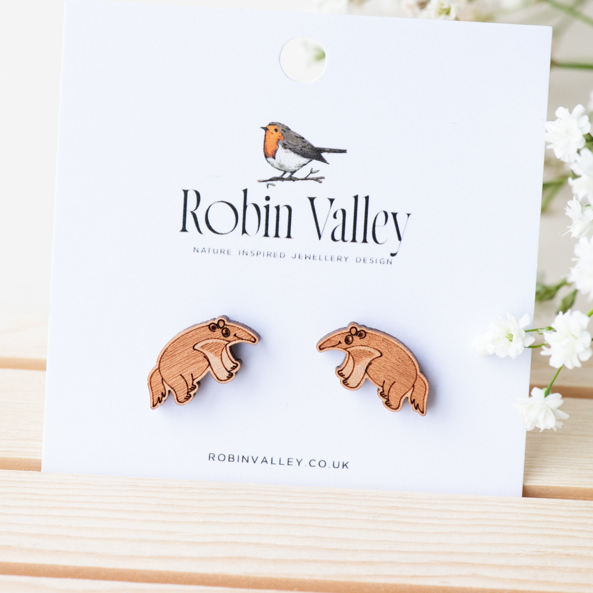 Giant Anteater Wood Earrings - EL10056 - Robin Valley Official Store