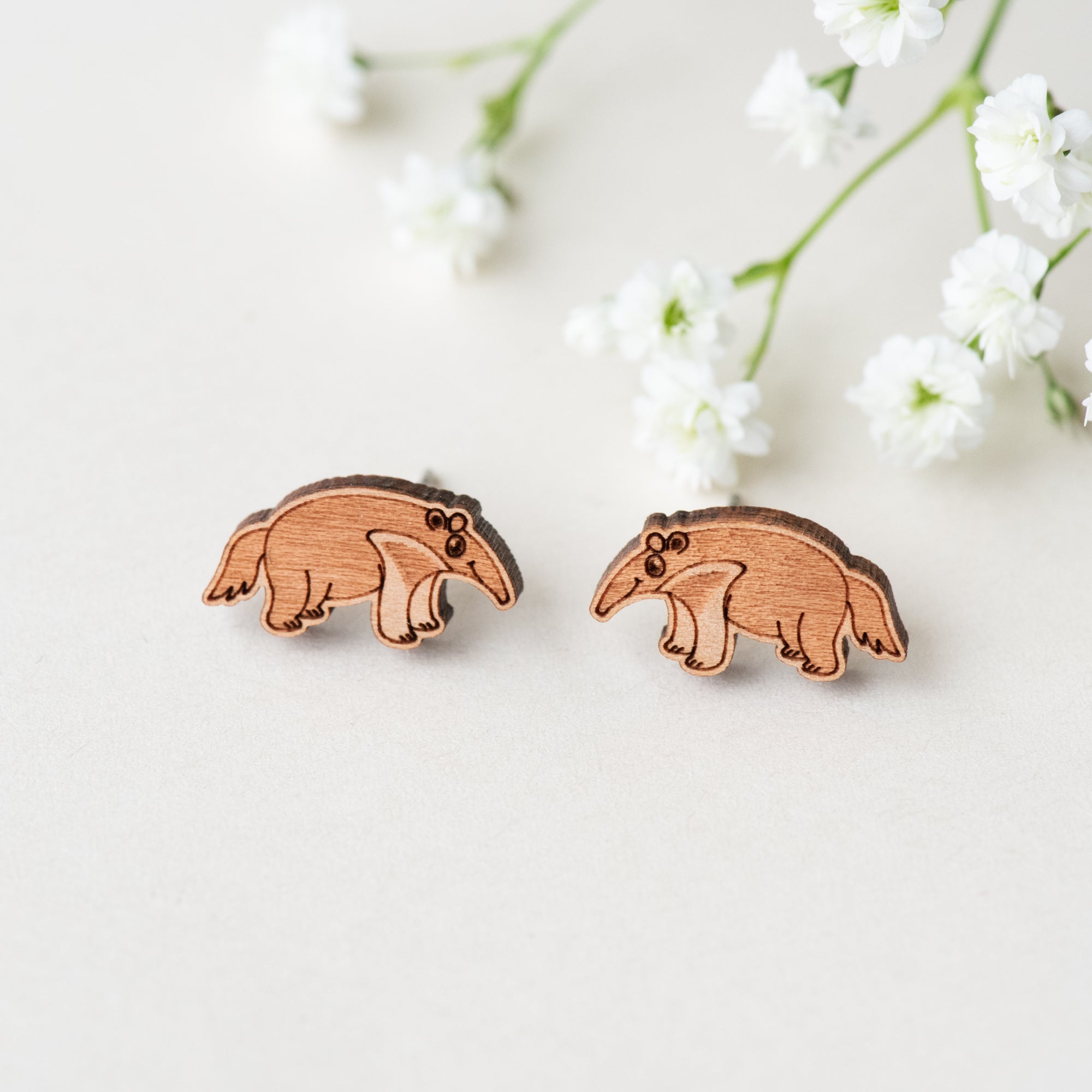 Giant Anteater Wood Earrings - EL10056 - Robin Valley Official Store