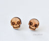 Golden Tooth Skull Cherry Wood Stud Earrings - ET15012 - Robin Valley Official Store