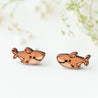 Great White Shark Cherry Wood Stud Earrings - ES13013 - Robin Valley Official Store