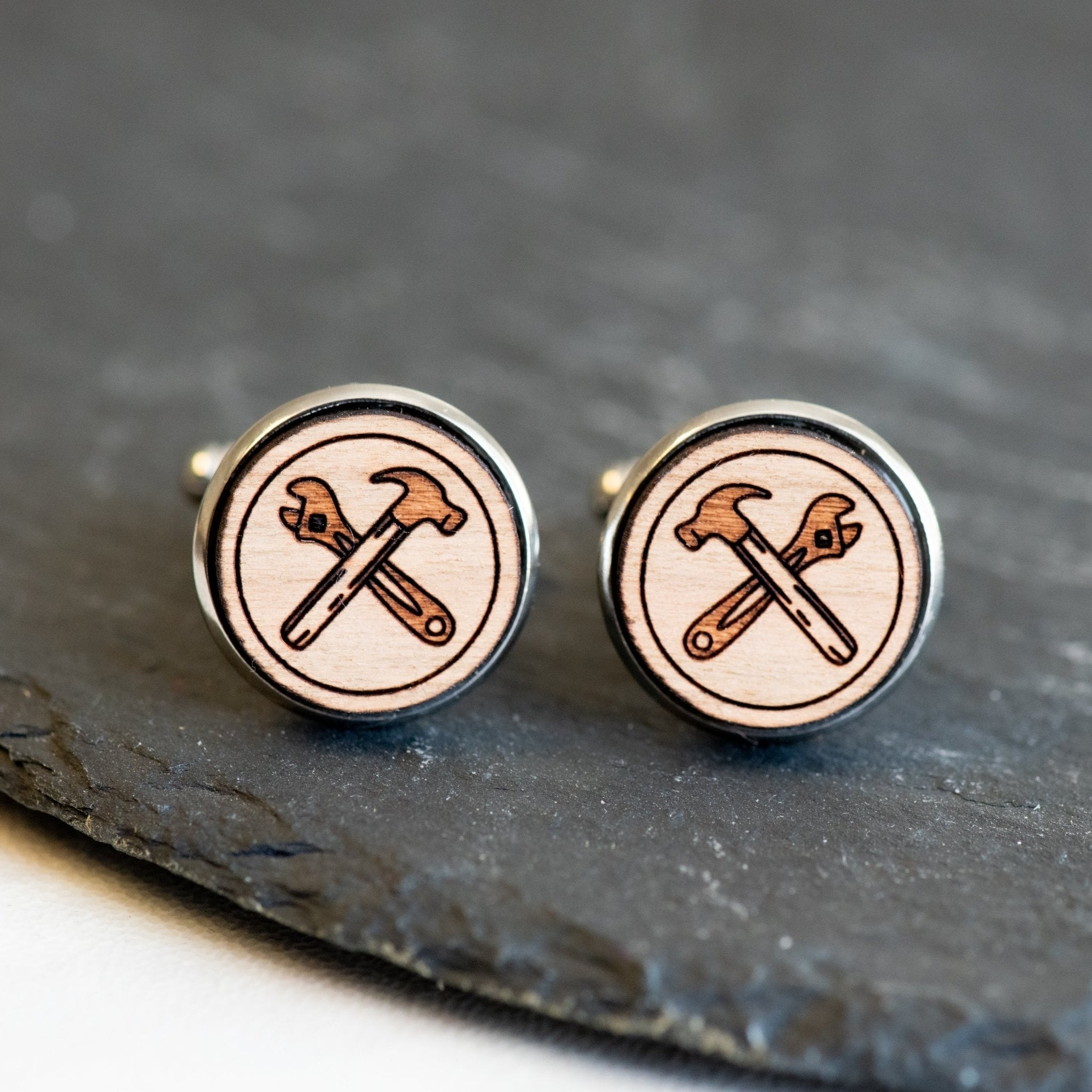 Hammer Wrench Cherry Wood Cufflinks - CT35157 - Robin Valley Official Store