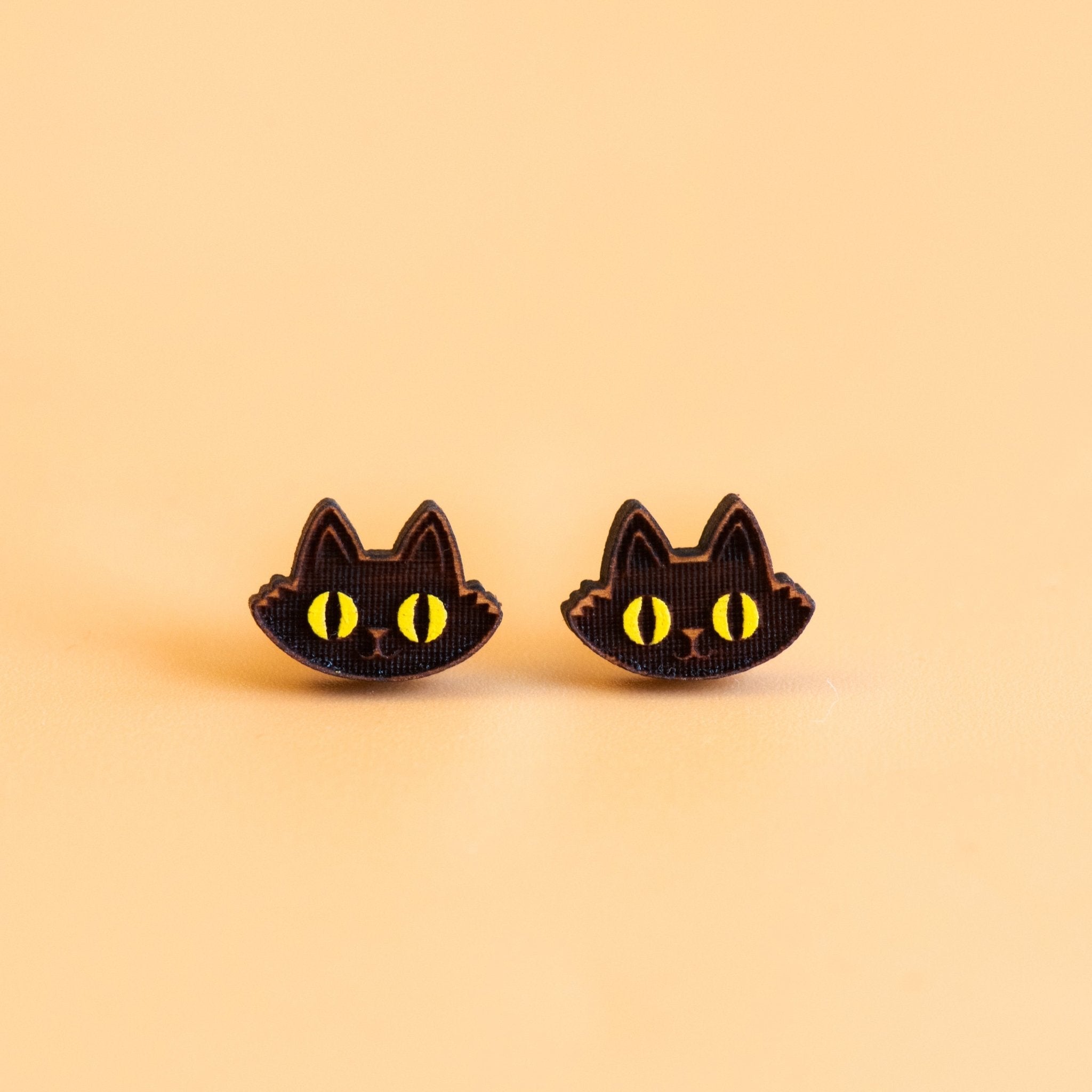 Hand - painted Black Cat Earrings - PEL10085 - Robin Valley Official Store
