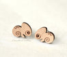 Hand-painted Chameleon Cherry Wood Stud Earrings -PEL10004 - Robin Valley Official Store