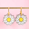 Hand-Painted Cherry Wood Daisy Hoop Earrings - PEO14071 - Robin Valley Official Store