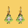 Hand-Painted Cherry Wood Frog Hoop Earrings - PEL10209 - Robin Valley Official Store