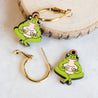Hand-Painted Cherry Wood Frog Hoop Earrings - PEL10209 - Robin Valley Official Store