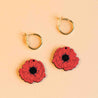 Hand-Painted Cherry Wood Poppy Flower Hoop Earrings - PEO14075 - Robin Valley Official Store