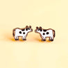 Hand-painted Cow Stud Earrings Wooden Eco-Jewellery - PEL10257 - Robin Valley Official Store