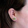 Hand-painted Crocodile Cherry Wood Stud Earrings - PES13048 - Robin Valley Official Store