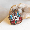 Hand-painted Crystal Horned Skull Wooden Pin Badge -PT45199 - Robin Valley Official Store
