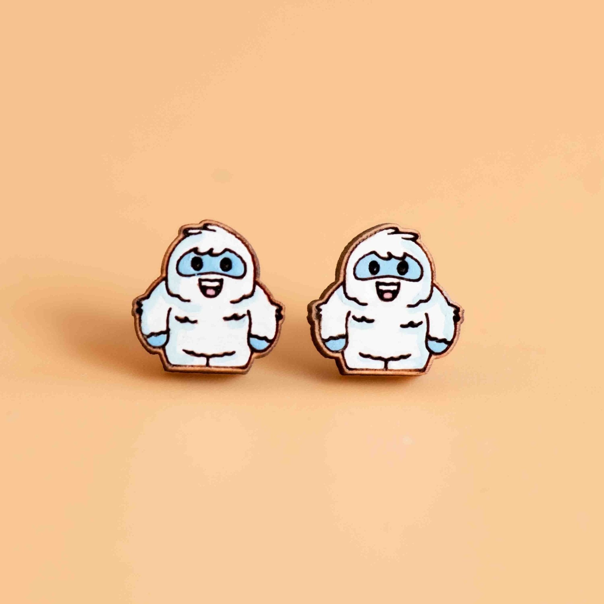Hand - painted Cute Yeti Earrings Eco - jewellery - PET15111 - Robin Valley Official Store