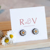 Hand-painted Daisy Flower Cherry Wood Stud Earrings - PEO14070 - Robin Valley Official Store
