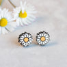 Hand-painted Daisy Flower Cherry Wood Stud Earrings - PEO14070 - Robin Valley Official Store