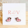 Hand-painted Flamingo life buoy Earrings - PEB12037 - Robin Valley Official Store