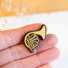 Hand-painted French Horn Wooden Pin Badge - PT45193 - Robin Valley Official Store