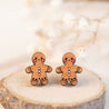Hand Painted Gingerbread Man Wooden Earrings - PET15058 - Robin Valley Official Store