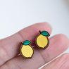 Hand Painted Lemon Earrings Cherry Wood Earrings - ET15065 - Robin Valley Official Store