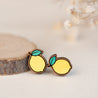 Hand Painted Lemon Earrings Cherry Wood Earrings - ET15065 - Robin Valley Official Store