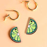 Hand-Painted Lime Hoop Earrings - PET15166 - Robin Valley Official Store
