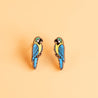 Hand-painted Macaw Parrot Bird Cherry Wood Stud Earrings - PEB12038 - Robin Valley Official Store