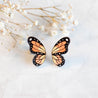 Hand-painted Monarch Butterfly Cherry Wood Stud Earrings - PEO14093 - Robin Valley Official Store
