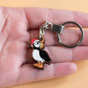 Hand-painted Puffin Bird with Santa Hat Christmas Wooden Keyring - KB22056 - Robin Valley Official Store