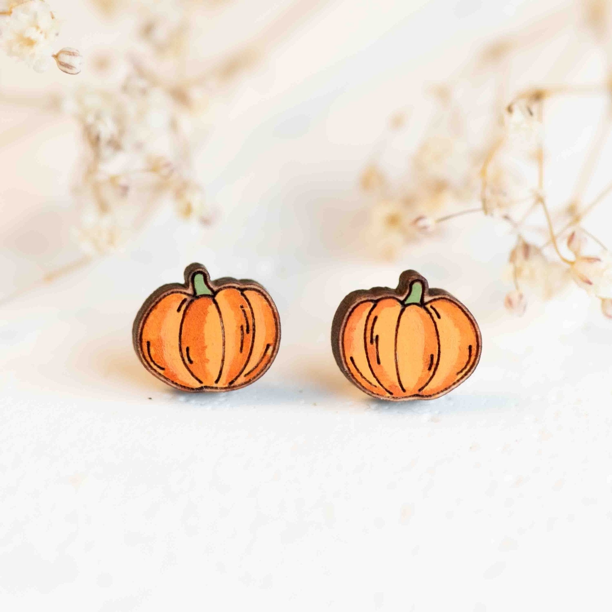 Hand - painted Pumpkin Earrings Halloween Collection - PEO14097 - Robin Valley Official Store