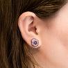 Hand-painted Purple Pansy Flower Cherry Wood Stud Earrings - PEO14081 - Robin Valley Official Store