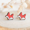 Hand-painted Red Fox Wooden Earrings -PEL10152 - Robin Valley Official Store