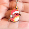 Hand-painted Robin Bird with Santa Hat Christmas Wooden Keyring - KB22049 - Robin Valley Official Store