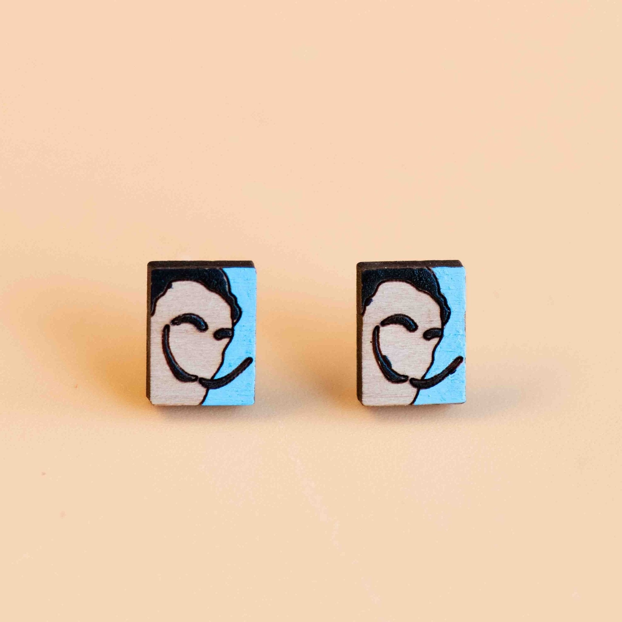 Hand - painted Salvador Dalí Portrait Earrings Dalí - inspired jewelry - PET15113 - Robin Valley Official Store