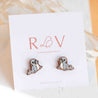 Hand-painted Seal Stud Earrings Wooden Eco-jewellery -PES13061 - Robin Valley Official Store